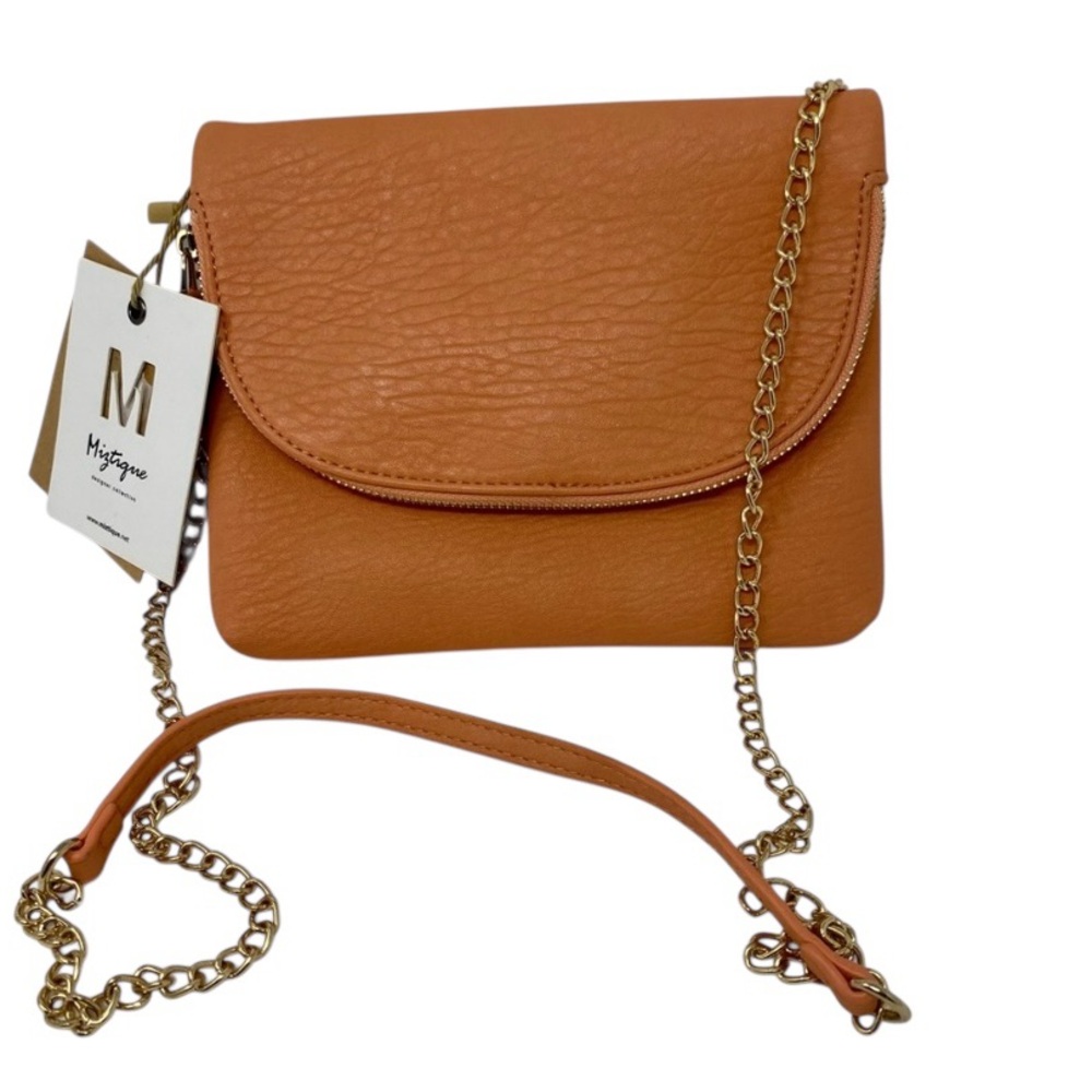 NWT Miztique Crossbody Vegan Leather Multi Function Purse Salmon Chain Strap